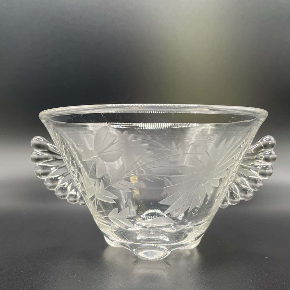 Etched Glass Vintage Sugar Bowl 1920 - 1930s